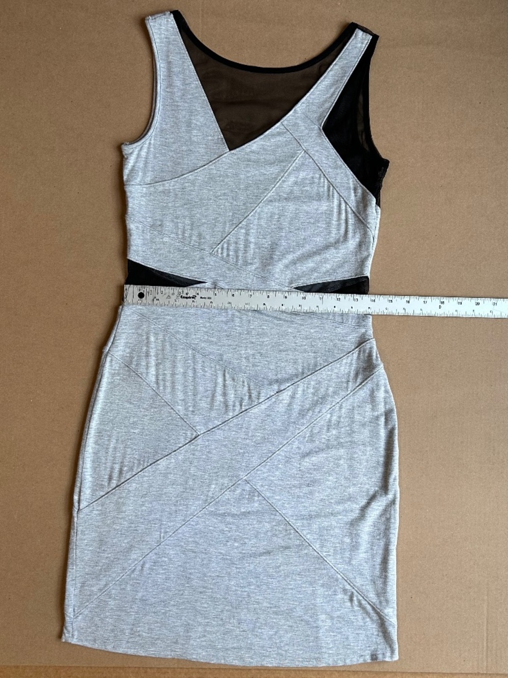 Factory by Erik Hart Grey Mesh Cutout Bodycon Mini Dress Size S - Picture 3 of 7